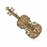 Alilang Yellow Golden Tone Light Brown Rhinestones Violin Instrument Brooch Pin - CO114V6A6H7