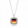 German Germany Flag Charm Classic Silver Plated Square Crystal Necklace - CT11MCHVHS5