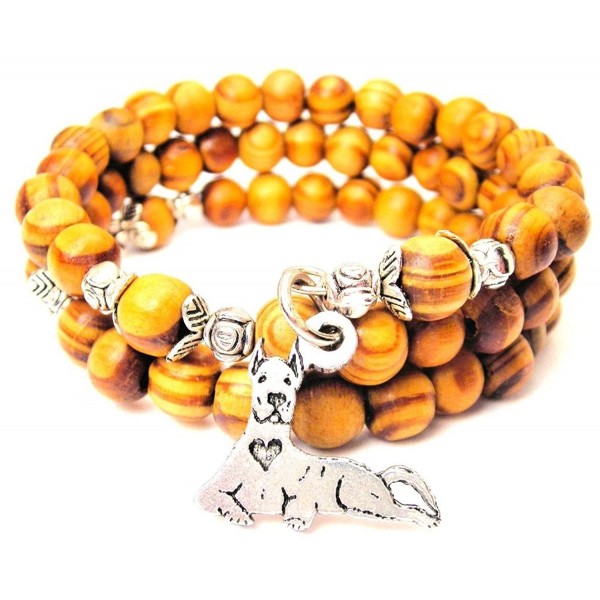 Sitting Great Dane Wrap Around Wood Bracelet - C412IV40KIP