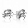 925 Oxidized Sterling Silver Tiny Little Crab Crabby Beach Lover Post Stud Earrings 8 mm - CG17YTCX0XO