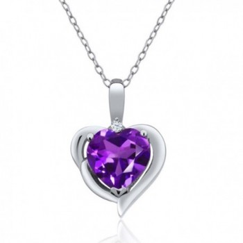 1.42 Ct Heart Shape Purple Amethyst White Topaz 925 Sterling Silver Pendant with 18 Inch Silver Chain - CB128Z08UNR