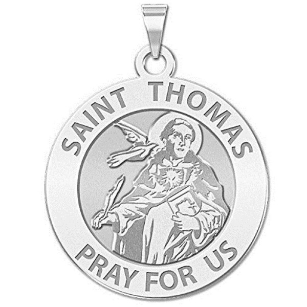 Saint Thomas Aquinas Religious Medal - 3/4 Inch Size of a Nickel -Sterling Silver - CB11EF5AYLR