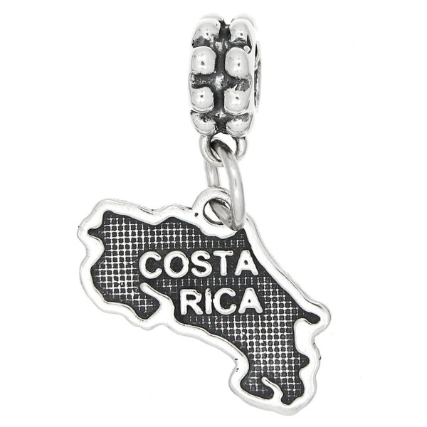 Sterling Silver Oxidized Country of Costa Rica Dangle Bead Charm - C711DGOXC6X