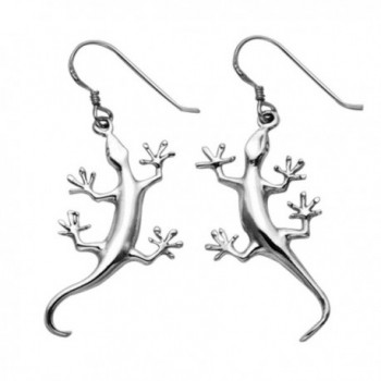 Sterling Silver Gecko Wire Earrings - CB11G37DJ8V