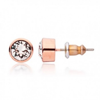 MYJS Harley Rose Gold Plated Stud Earrings with Clear Swarovski Crystals - C5125Q6OR21