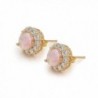 10mm Round Pink Opal Zirconia Paved Rose Gold Tone Stud Earrings - C112F7RCY5V