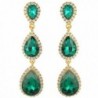 EleQueen Women's Gold-tone Austrian Crystal Teardrop Pear Shape 2.5 Inch Long Earrings - Emerald Color - CK11XTE249V