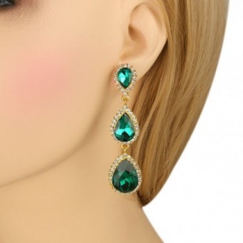 EleQueen Gold tone Austrian Teardrop Earrings in Women's Drop & Dangle Earrings