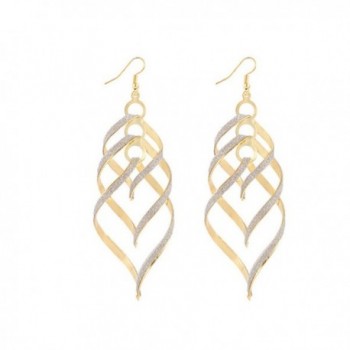 Injoy Jewelry Women's Classic Linear Loops Design Dangle Earrings - Gold Plated - CG17YSK0CIS