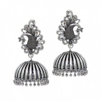 Jaipur Mart Indian Traditional Look Oxidised Plated Handmade Jhumka Jhumki Earrings Gift For Women - Silver - CS17Y29M6OM