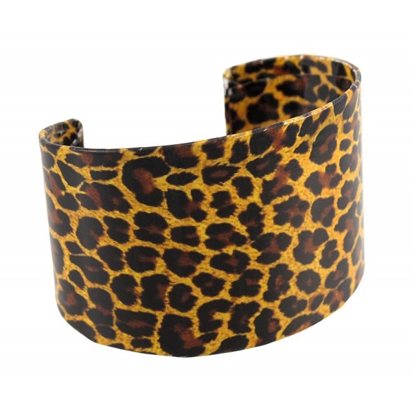 Things2die4 Metal Womens Cuff Bracelets Leopard Print Paper Art Metal Cuff Bracelet Multicolored - CQ11BC5KYGT