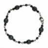 1928 Jewelry Jet Black Beaded Clasp Bracelet - C2112OYJ8CX