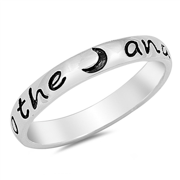 I Love You to the Moon and Back Ring Heart .925 Sterling Silver Band ...