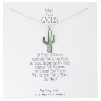 My Very Best Succulent Cactus Plant Necklace - silver plated brass - CZ187IKSA79