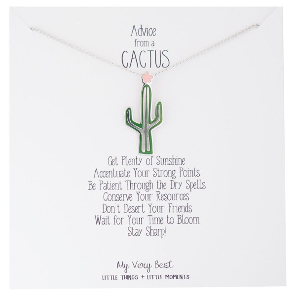 My Very Best Succulent Cactus Plant Necklace - silver plated brass - CZ187IKSA79