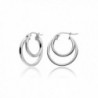 Hoops & Loops Sterling Silver Double Circle Round-Tube Polished Hoop Earrings- 15mm - CJ12I6T3WHL