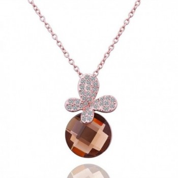 AmDxD Jewelry Gold Plated Women's Necklace Orange AAA Elements Crystal Betterfly Pendant - CN1200RX8SZ