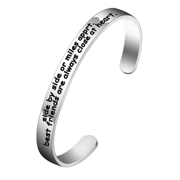 BESPMOSP Side By Side or Miles Apart- Best Friends Are Always Close At Heart Cuff Bracelet - CJ17AA76WD0