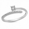 Sterling Silver Solitaire Bar Ring - White Simulated Cubic Zirconia - CE12GTVOYW5