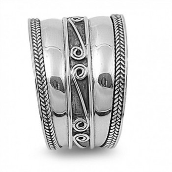 Sterling Silver Womens Swirl Oxidized