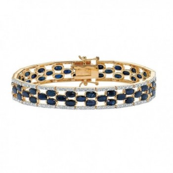Midnight Blue Genuine Sapphire Diamond Accent 14k Gold-Plated Tennis Bracelet 7.25" - C611Q92CJ1N