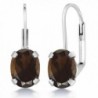 2.40 Ct Oval Brown Smoky Quartz Silver Plated Brass Lever Back Earrings - C111788KZ5T