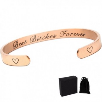 Friendship Bracelet Best Friend Gift | Gift-Ready Rose Gold Bracelet "Best Bitches Forever" - C61803TSLH4