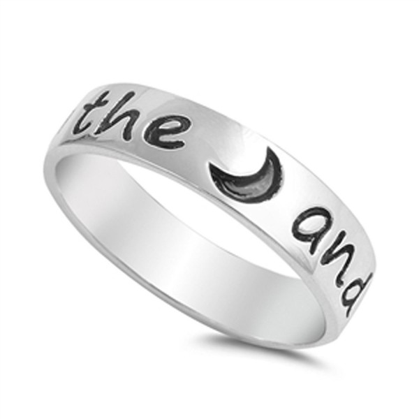I Love You to the Moon and Back Cute Heart Ring Sterling Silver Band ...