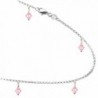 Rose Colored Pink Crystals with .925 Sterling Silver Link Anklet- Bracelet. 7-8-9-10-11-12-13 Inches - C912DCY9QAV