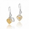 Twin Dangle Heart Two Tone Gold Vermeil .925 Sterling Silver Earrings - CO127ZU8NCL