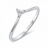 Unique Womens Cubic Zirconia .925 Sterling Silver V Shape Triangle Point Ring Band Sizes 4-10 - C01827RNEWX