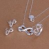 CY-Buity Korean Style Ring Necklace Exquisite Arabic Numeral 8 Shape 925 Silver Plated Jewelry Set - CH11IWUWCQ7