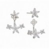 sanfnee Bling Cubic Zirconia 4 Flowers Ear Jackets Front Back Stud Earrings Ears Wraps - CW17X6CISYO