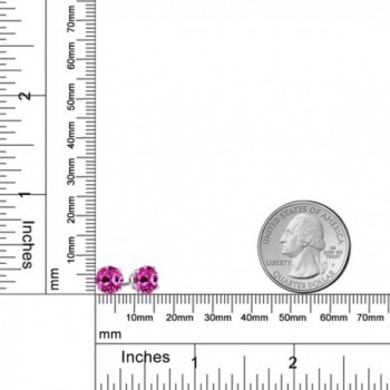 3.32 Ct Round 7.00MM Pink Created Sapphire 925 Sterling Silver Stud Earrings - CT11U5ZLOJN