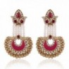 I Jewels Traditional Gold Plated Pearl Hanging Earrings for Women E2517Q (Rani/Dark Pink) - CC128TAFICD