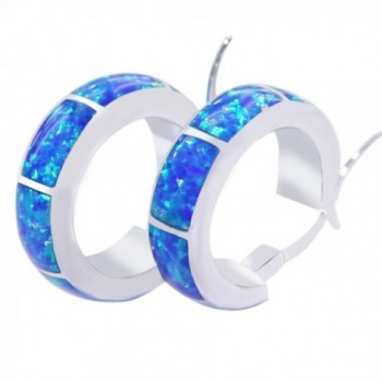 UP LINK Women's Opal 925 Sterling Silver Platinum Plated Earrings Blue - CH124KS06PD