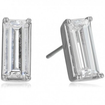 Nicole Miller Medium Baguette Rhodium Stud Earrings - CD12NREEUHK