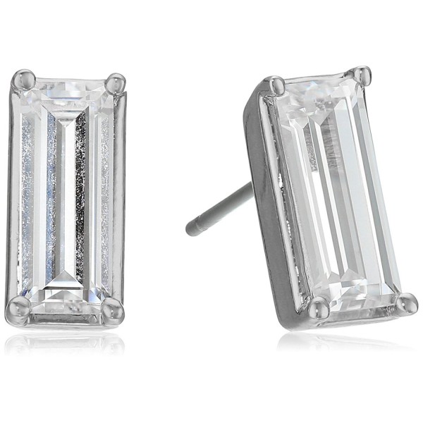 Nicole Miller Medium Baguette Rhodium Stud Earrings - CD12NREEUHK