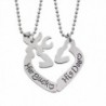 Her Buck&His Doe Heart Elk Split Deer Couple Engraved Lover Pendant Necklace - Her Buck&His Doe - C117Z3ARA0U