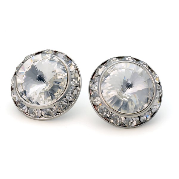 PammyJ Clear 20mm Crystal Framed Post Earrings - CE113W9G4GR