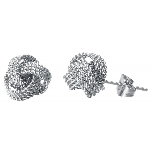 Twisted Love Knot Stud Earrings- Four Rope Style- Stainless Steel - By Regetta Jewelry - C212G71OBYX