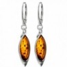 Honey Amber Sterling Silver Marquise-shaped Long Leverback Earrings - C1115VIX7QR