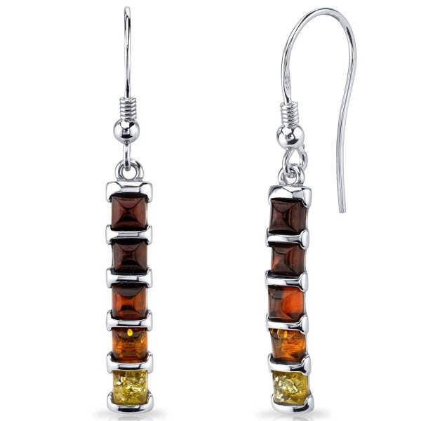 Five Stone Multi Color Baltic Amber Dangle Earrings Sterling Silver - CB11Y5N2Q9X