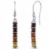 Five Stone Multi Color Baltic Amber Dangle Earrings Sterling Silver - CB11Y5N2Q9X