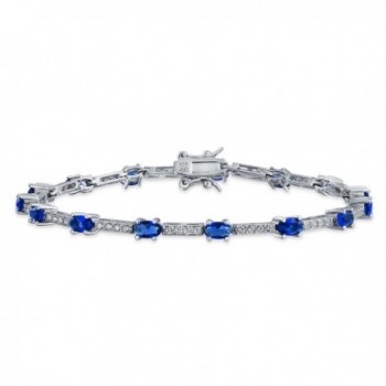 Bling Jewelry Vintage Style Simulated Sapphire CZ Tennis Bracelet Silver - CD11RWRCUUJ