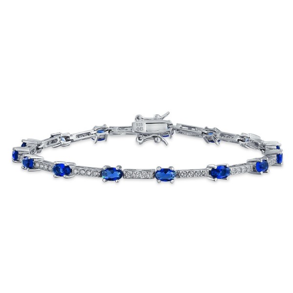 Bling Jewelry Vintage Style Simulated Sapphire CZ Tennis Bracelet Silver - CD11RWRCUUJ