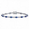 Bling Jewelry Vintage Style Simulated Sapphire CZ Tennis Bracelet Silver - CD11RWRCUUJ