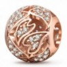Rose Gold Love Charms 925 Sterling Silver Heart Charms with Clear CZ for European Bracelet - Heart - C8187DI4KX0