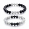 Choker His and Hers Charm Distance Couples Bracelet with Black White 8mm Beads(2pcs) - Black and White - CU12O1URBDR