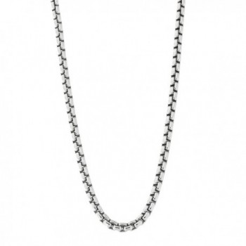 Unisex Solid Sterling Silver Rhodium Plated 2.5 mm Round Box Chain Necklace - CM11MCB3AWB